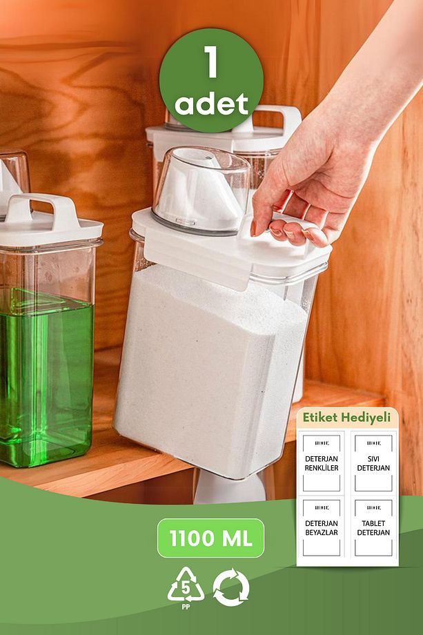 1 Adet Sızdırmaz Depolama Sıvı Toz Deterjan Erzak Saklama Kutusu-ölçekli Deterjan Kutusu 1800 ml - 1