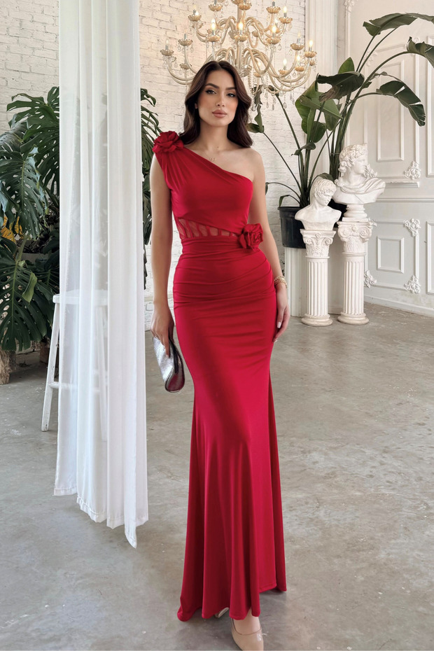 Lowell Tek Omuz Güllü Abiye 583171 - 3