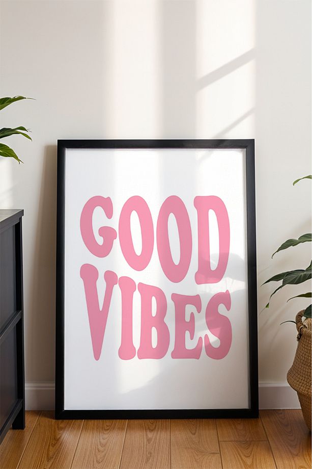 Pozitif Enerji Tipografi Poster - Good Vibes Only Yazılı Minimalist Duvar Dekoru - Çerçevesiz Baskı - 3