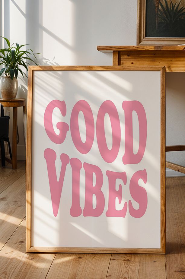 Pozitif Enerji Tipografi Poster - Good Vibes Only Yazılı Minimalist Duvar Dekoru - Çerçevesiz Baskı - 2