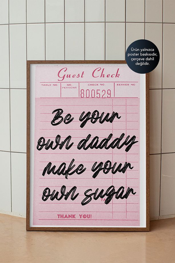 Guest Check - Retro Fiş Tasarım Duvar Posteri - Vintage Mutfak ve Kafe Dekoru - Çerçevesiz Baskı - 1