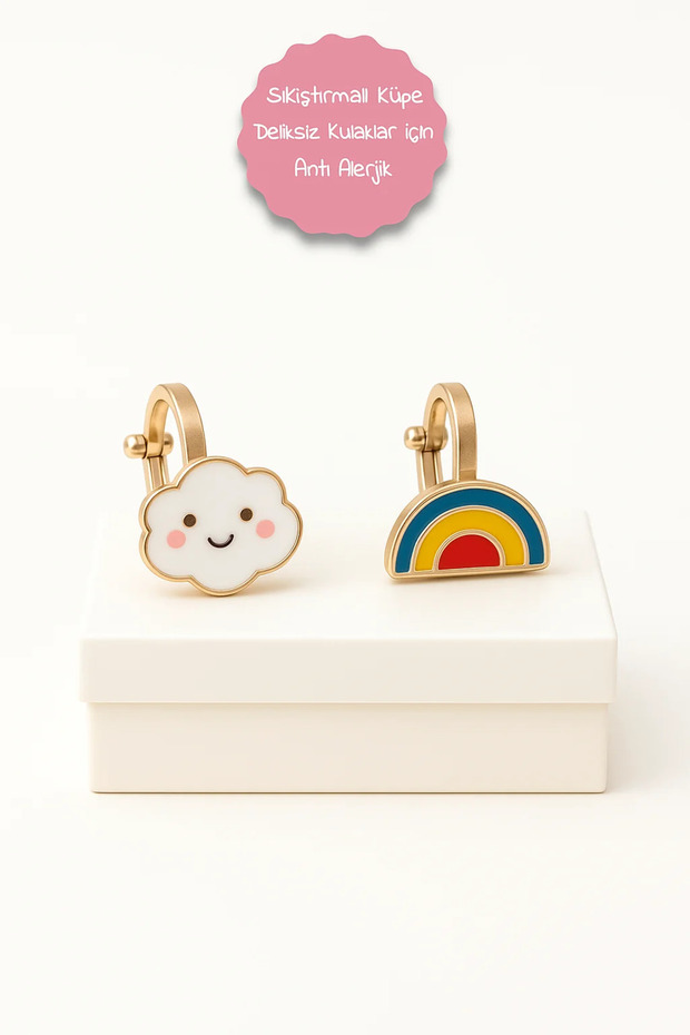 Non-Perforated Earrings Ear Heart Design Clip-On Children's Earrings for Children Without Holes