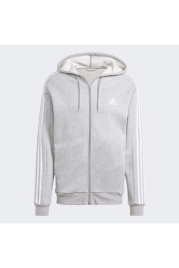 Essentials Fleece 3-Stripes Full-Zip Kapüşonlu Üst - 3
