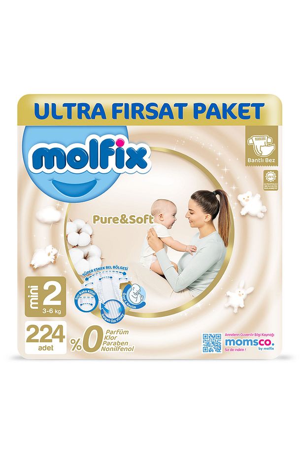 Pure & Soft Bebek Bezi 2 Beden Mini 224 Adet - 1