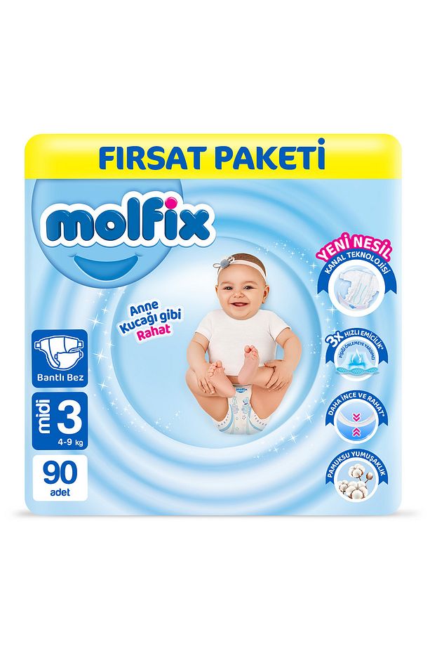Bebek Bezi 3 Beden Midi Fırsat Paketi 90 Adet - 1