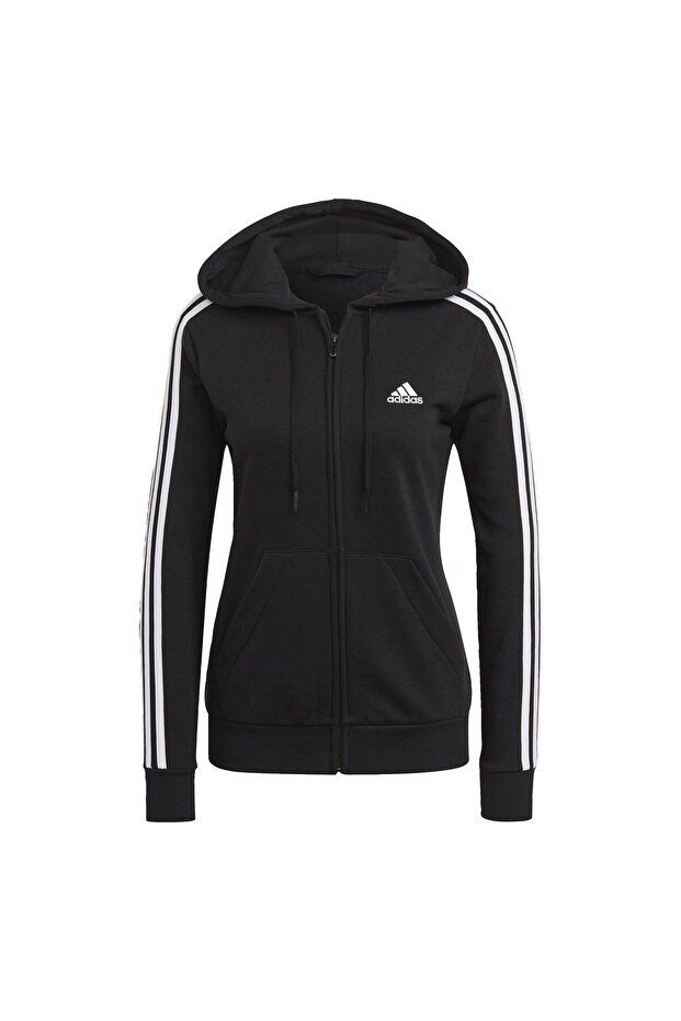 Essentials French Terry 3-stripes Full-zip Kapüşonlu Üst - 2