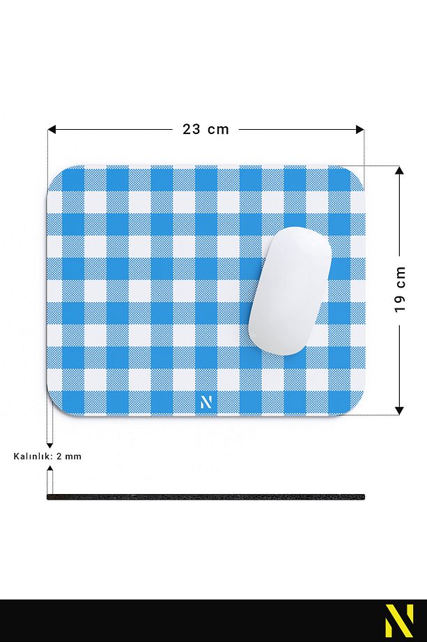 Mavi Ekose Pötikare Desenli Ergonomik Mouse Pad Kaymaz Taban Ev Ve Ofis Kullanımı Mousepad - 6