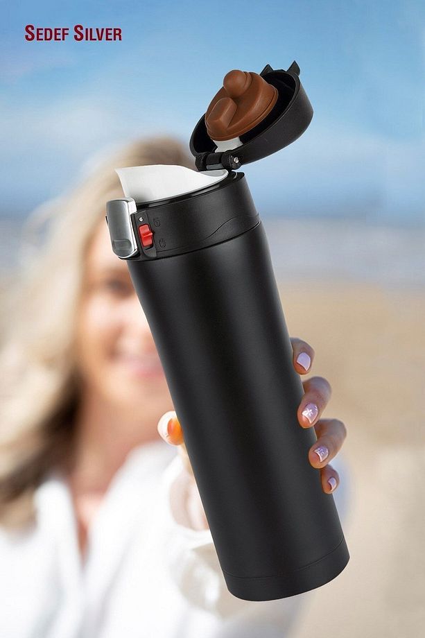 Çelik Termos Bardak 400 ml Kilitli Thermos Mug Kupa Araç Termos Coffee Cup SDF887 Tea Cups - 8
