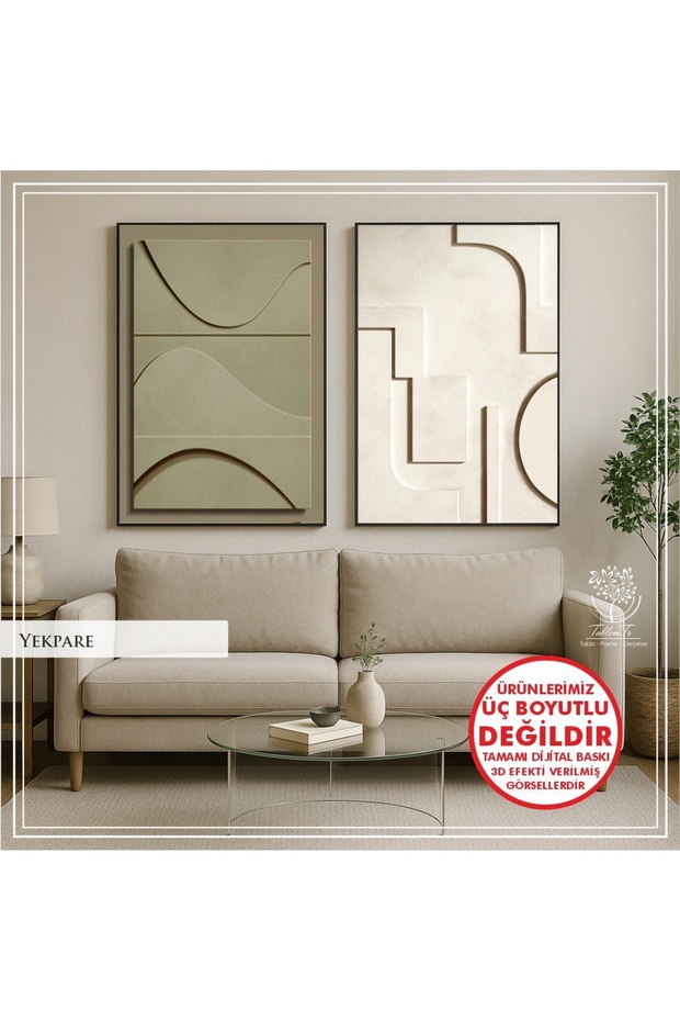 Digital Printed Metal Framed Glass 2-Piece Decorative Table - Solid
