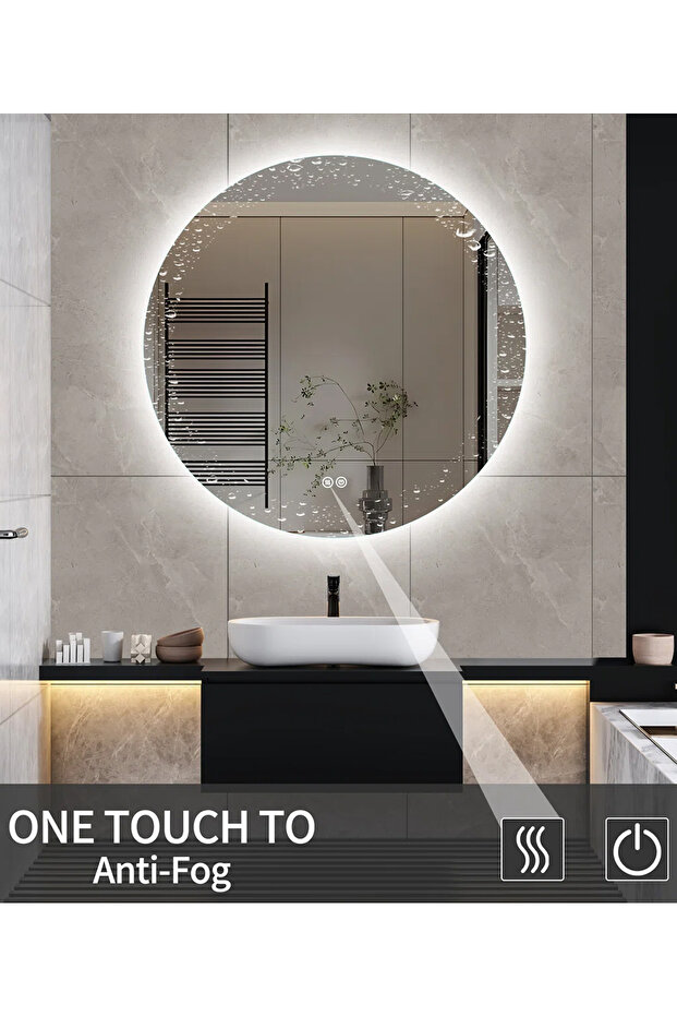 60cm Anti-fog Round Bathroom Mirror With Backlight And Smart Touch Button - 5