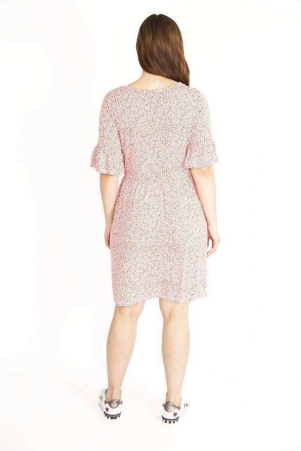 Dámské barevné velké šaty s volným rukávem a výstřihem 65n36411 - 3