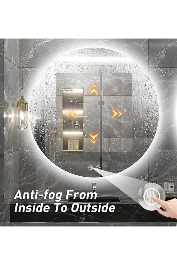 60cm Anti-fog Round Bathroom Mirror With Backlight And Smart Touch Button - 6