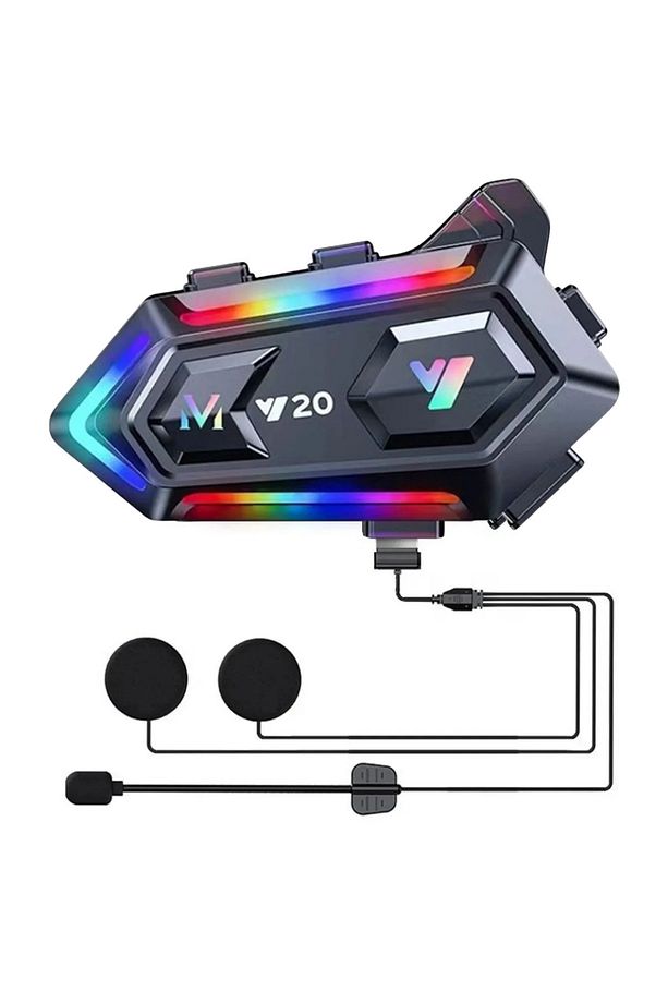 Y20 5.3 Bluetooth Motosiklet Kask Kulaklık intercom RGB Işıklı - 6