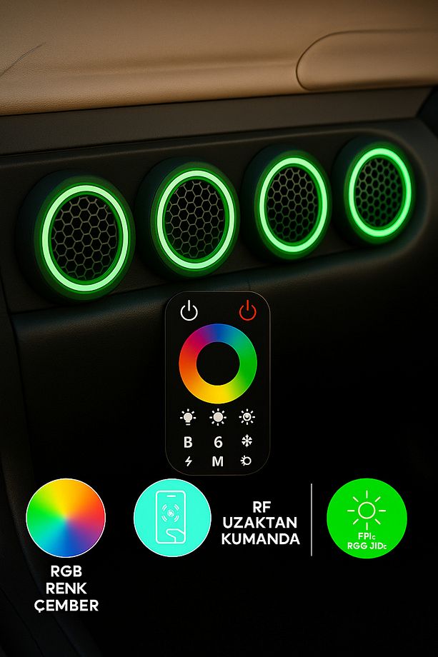 Dokunmatik Kumandalı 20 CM Neon Işıklı Midrange Hoparlör Kapağı 2 Takım 4 Adet - 4