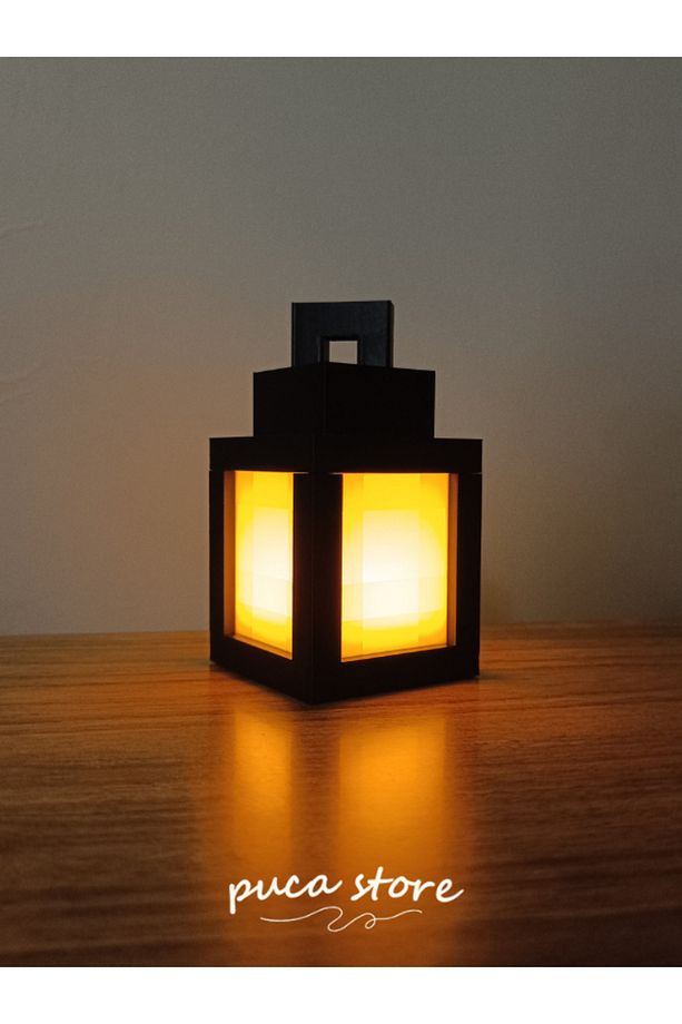 Minecraft Temalı Masa Lambası - Led Mum Hediyeli Gece Lambası Lantern 3d Baskı - 2