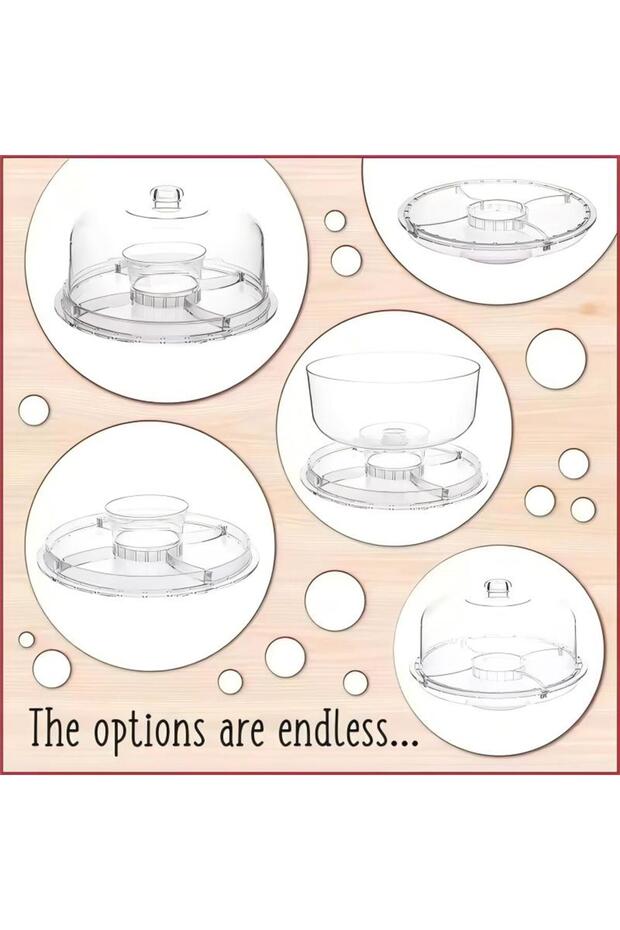 طبق تقديم الكيك والمعجنات والبسكويت 6 في 1، طبق معجنات، حامل كيك 30.7×30.7×16.5 سم - 3