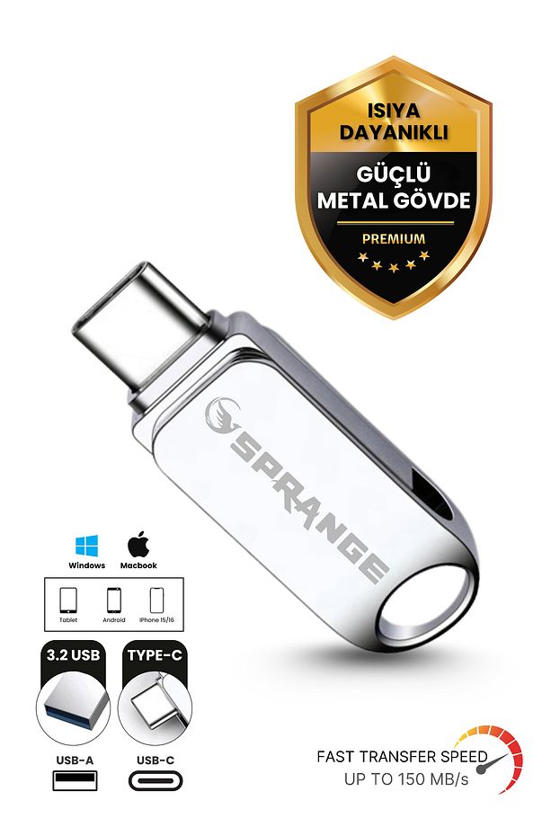 64 Gb Flash Bellek Usb 3.2 Ultra Dual Typec Otg Android Ios Pc Ve Cep Telefon Uyumlu Tak Çalıştır - 1