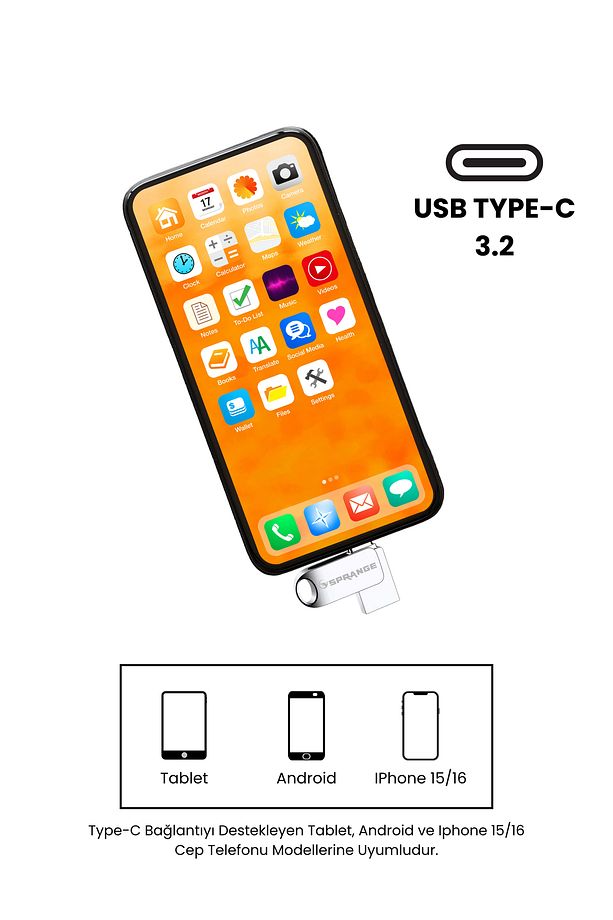 64 Gb Flash Bellek Usb 3.2 Ultra Dual Typec Otg Android Ios Pc Ve Cep Telefon Uyumlu Tak Çalıştır - 5