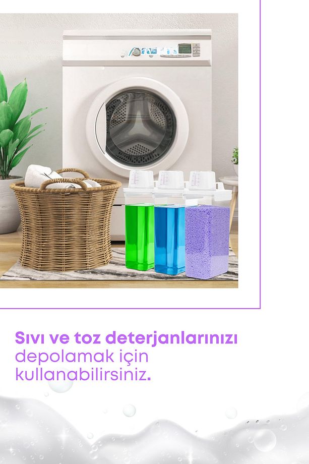 2 Adet Mega Boy Sızdırmaz Depolama Sıvı Toz Deterjan Saklama Kutusu- Ölçekli Deterjan Kutusu 2800 ml - 7