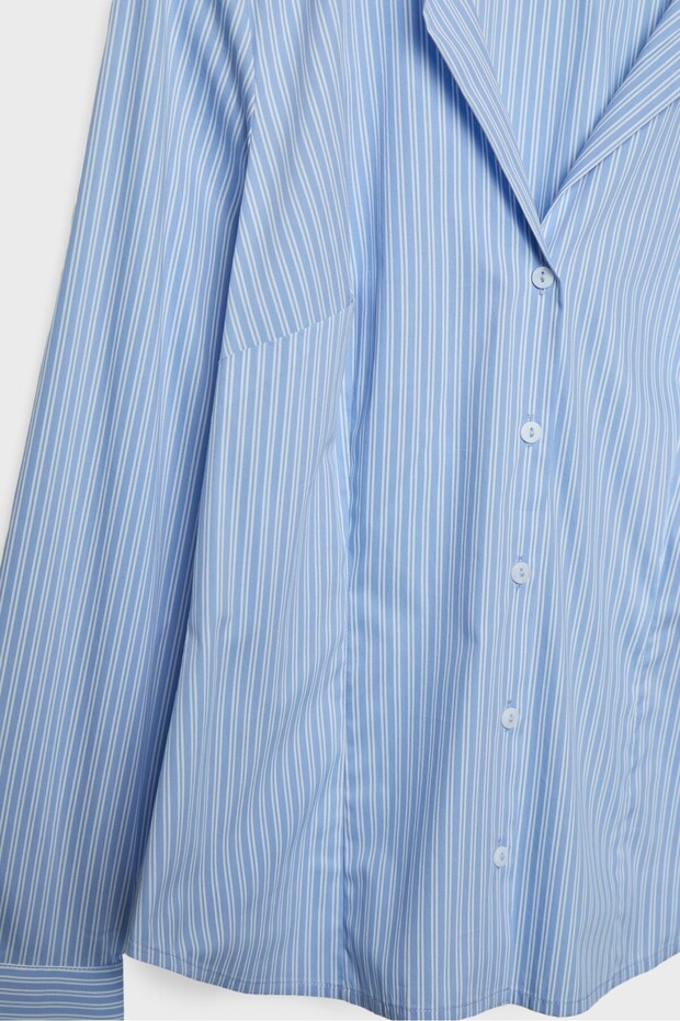 Vücuda oturan çizgili basic gömlek - 8