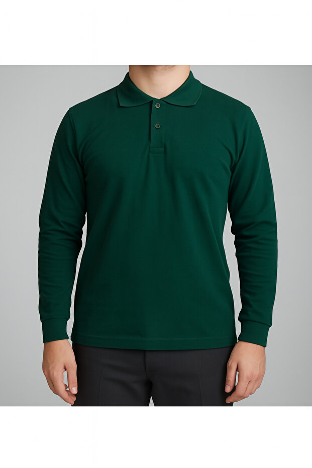 Unisex Adult Long Sleeve Solid Color Basic Polo Collar High School Lacoste T-shirt
