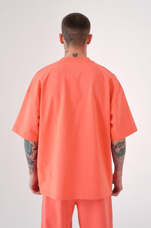 Erkek Basic Pamuklu Oversize Pembe Tişört - 2