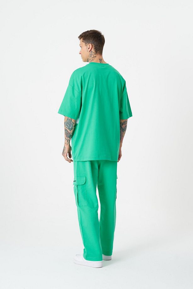 Erkek Sylvester Baskılı Oversize Açık Yeşil Tişört - 4