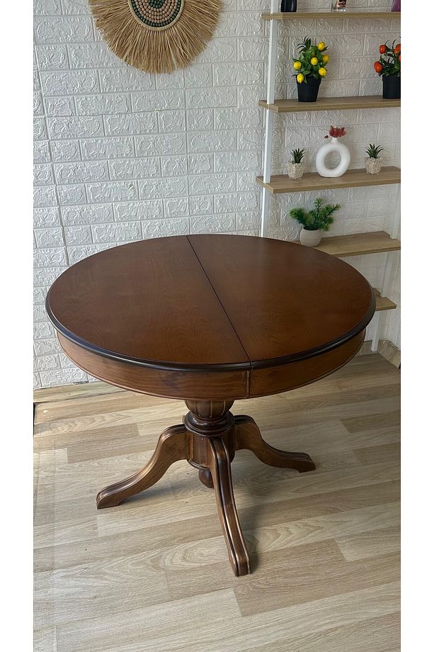 Concept Baba Ayaklı Masa Ahşap Yuvarlak Ceviz Renkli Açılır Masa (ÇAP 90 CM) - 3