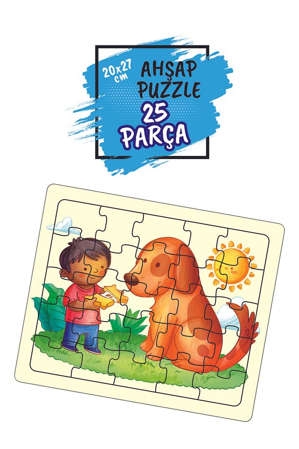 Çiftçi Aile, Lunapark, Sevimli Fil, Sevimli Köpek 25 Parça Ahşap Puzzle Yapboz 4'lü Set - 2