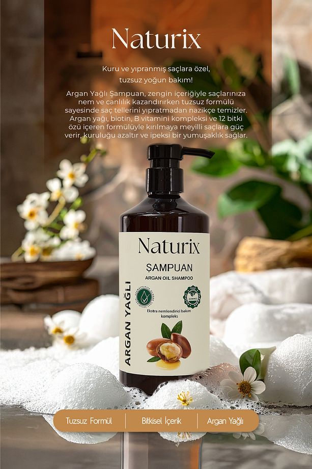 2'li Tuzsuz Argan Yağlı Şampuan + Keratin Şampuan 600 Ml Bitkisel Şampuan Paraben Içermez - 6