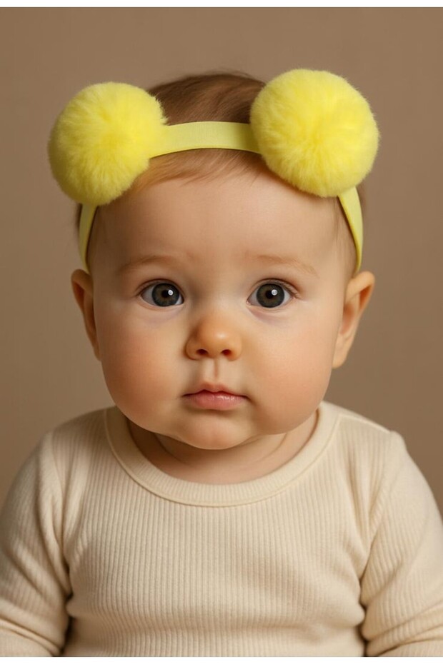 Girl Child Baby Pompon Bandana Yellow