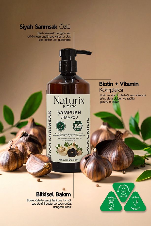 Kepeğe Karşı Süfatsız Isırgan Otu Özlü Şampuan 2x600ml & Siyah Sarımsak Şampuan Seti 2x600ml - 4