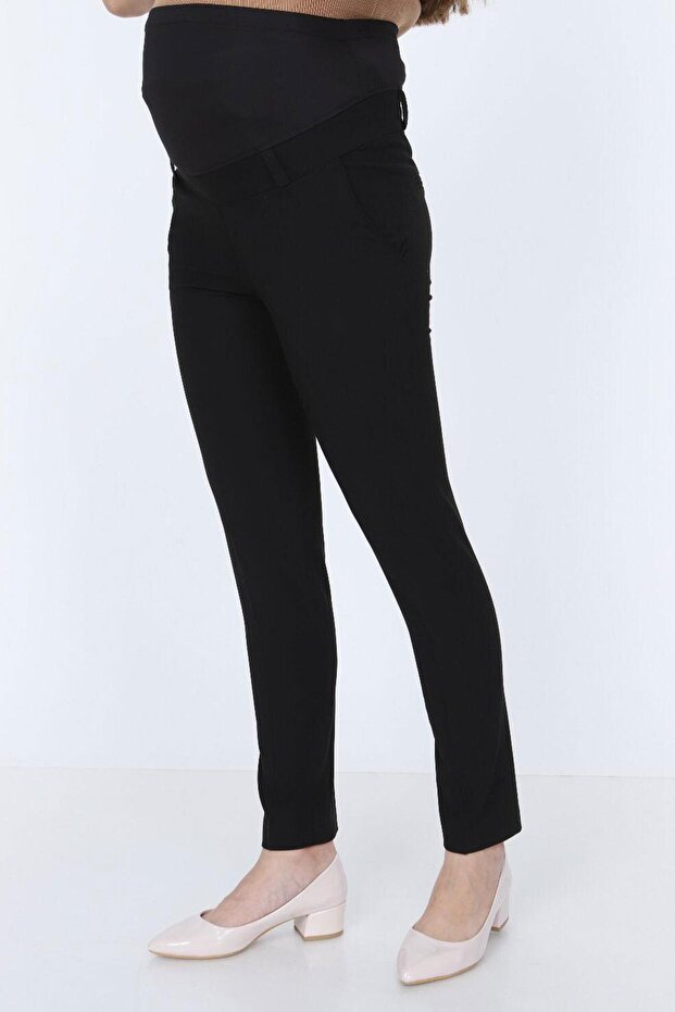 3506-Wrist Length Maternity Close-Fitting Office Fabric Trousers