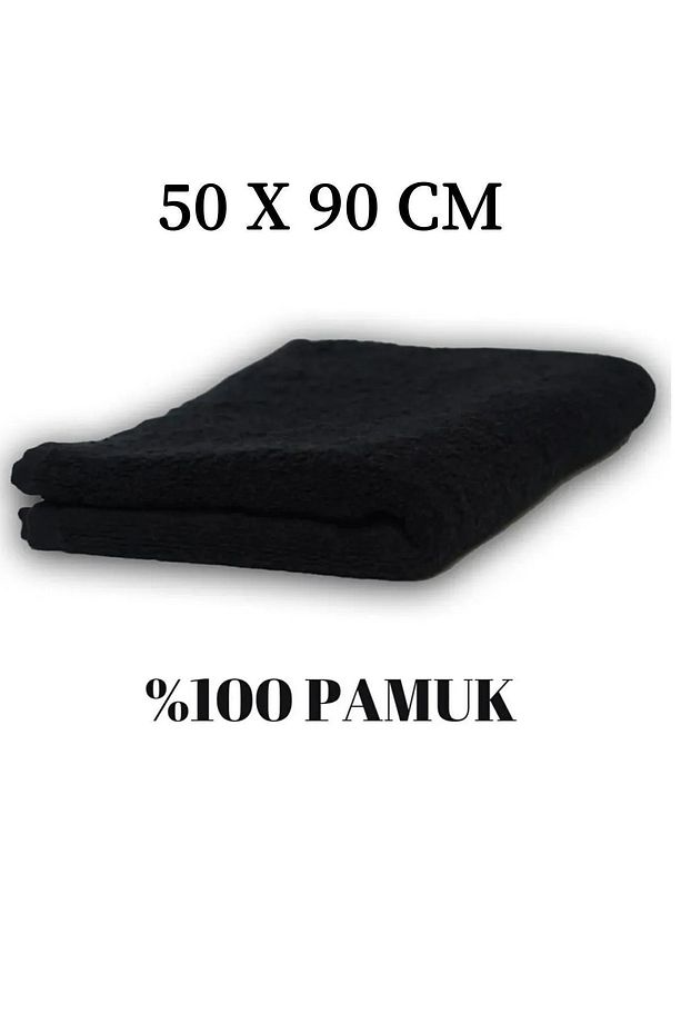 Siyah Spor Fitness Havlusu Leke Tutmayan Kuaför Berber Havlu 50x90 Cm 8 Adet - 6