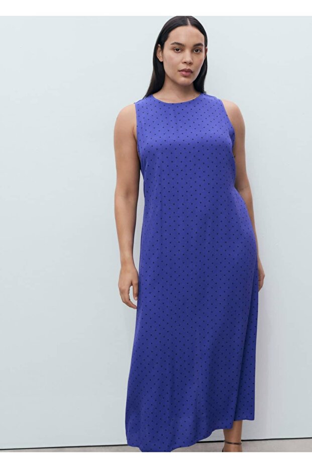 Puantiyeli midi boy elbise - 6