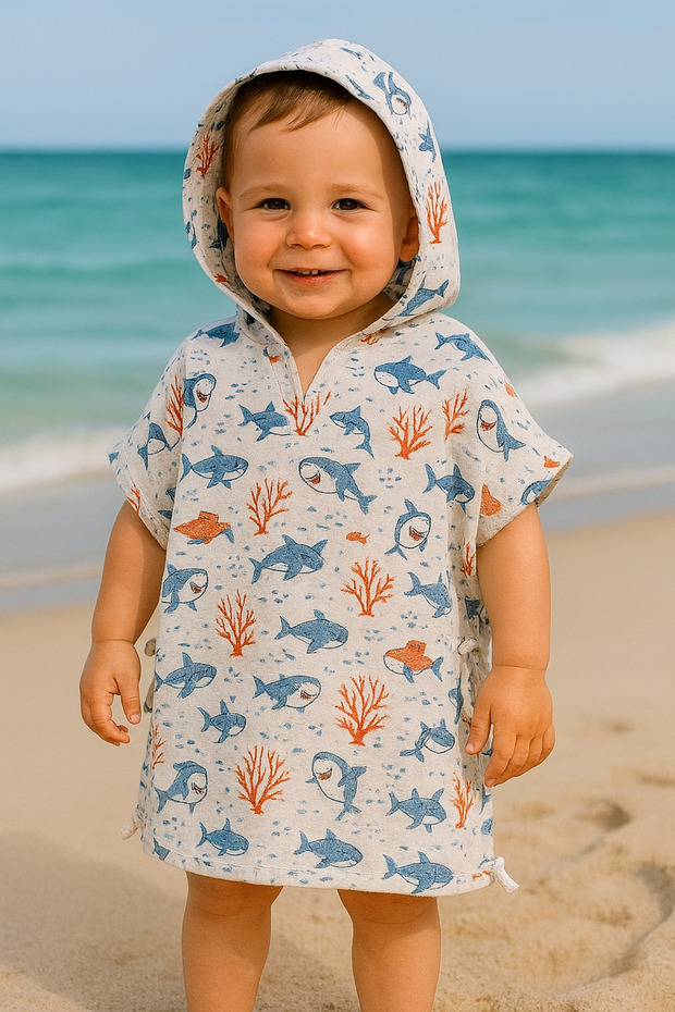 Organic Double Layer Muslin Sea Pool Poncho