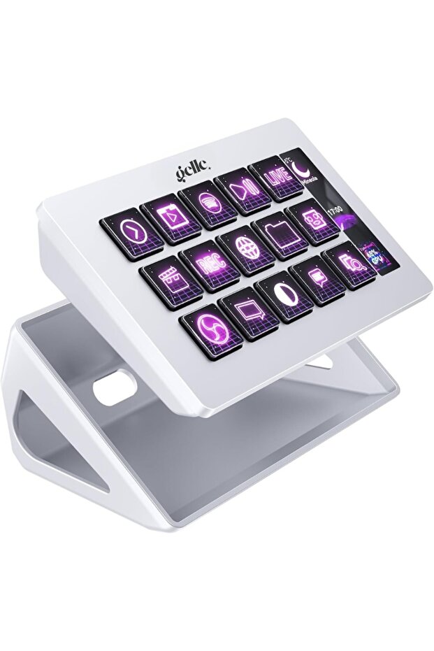 Stream Deck Gelle, 15 macro LCD customizable keys, 3 side screens, USB, desk support, works with OBS - 2