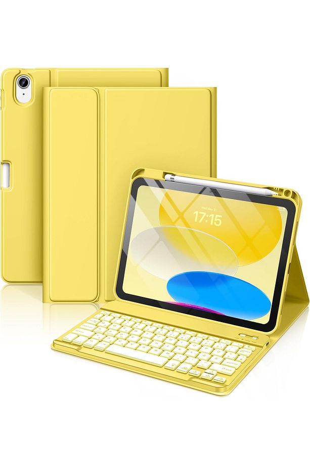 İpad 11.nesil A16 2025 / 10.nesil 10.9 Uyumlu Tablet Klavyeli Kılıf Kablosuz Bluetooth Kalem Bölmeli - 1
