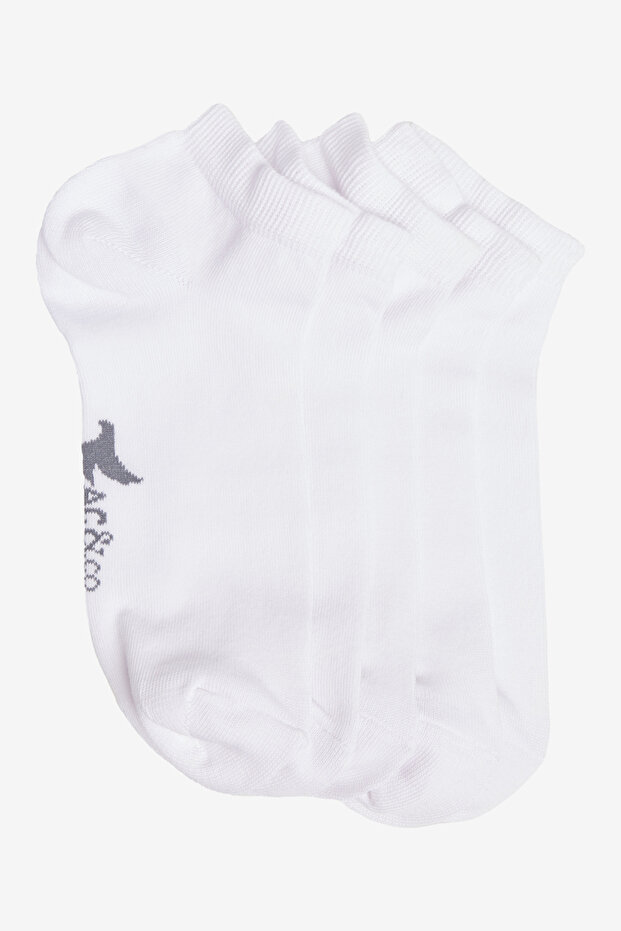 Erkek Beyaz Pamuklu 5'li Paket Patik Esnek Çorap - 1