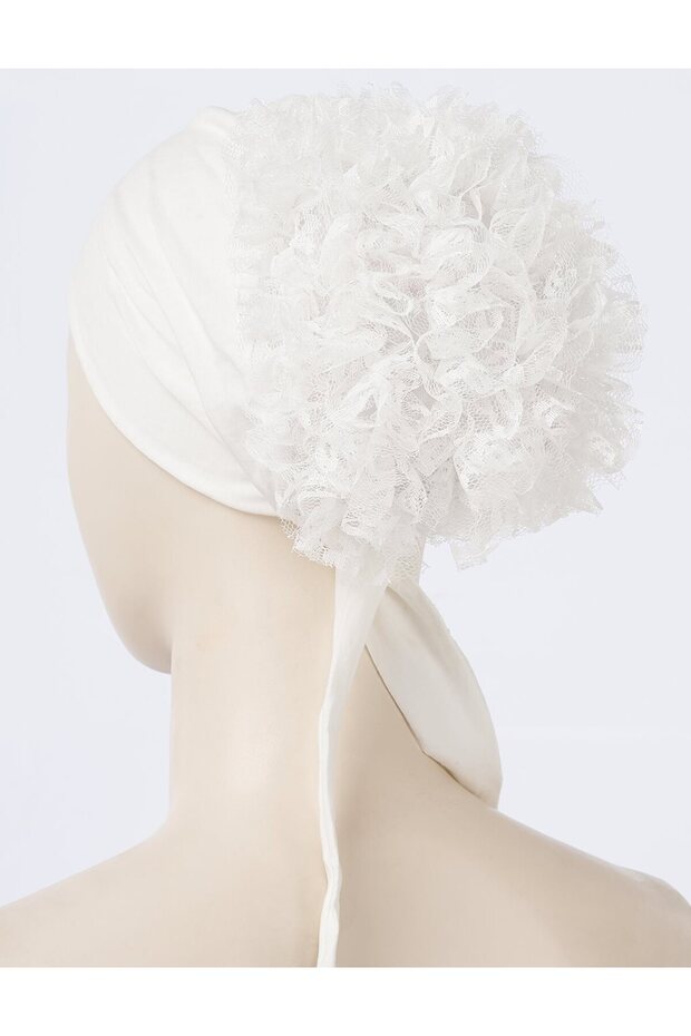 Dantel Topuzlu Bone Ekru - 2