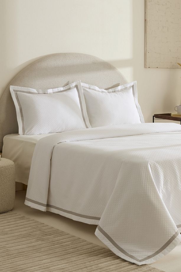 White Collection Doris %100 Pamuk Çift Kişilik Yatak Örtüsü Takımı Gri - 4