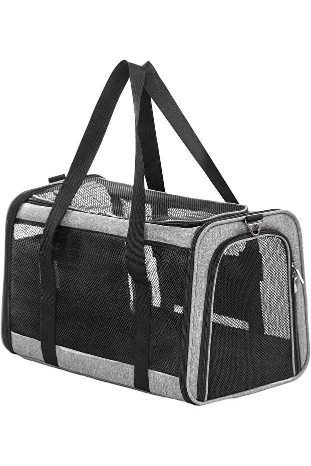 Petsfit Foldable Travel Dog Carrier, Soft-Sided Pet Travel Carrier Grey