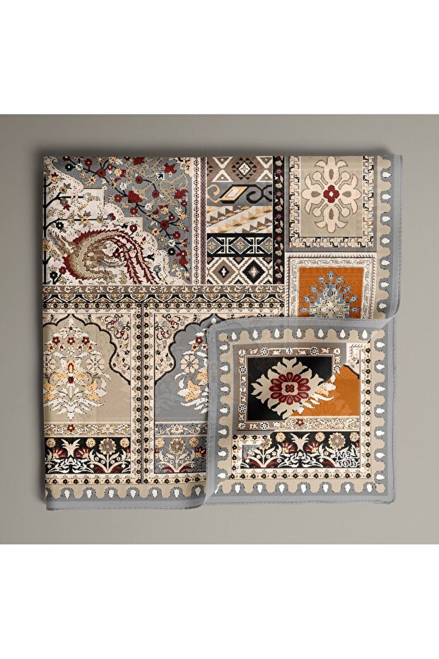 Ancient Pattern Sparkling Crystal Scarf - 2