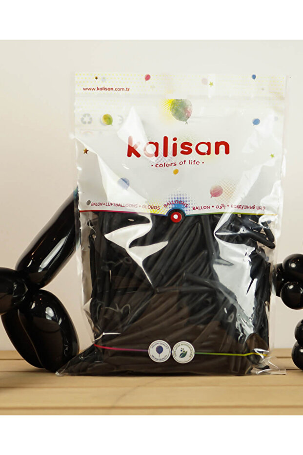 Kalisan Sausage Balloon Solid Color 100 Pcs Black Sausage Balloon