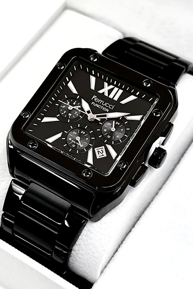 Function Men's Wrist Watch Steel Case & Steel Band Black Zmfer188