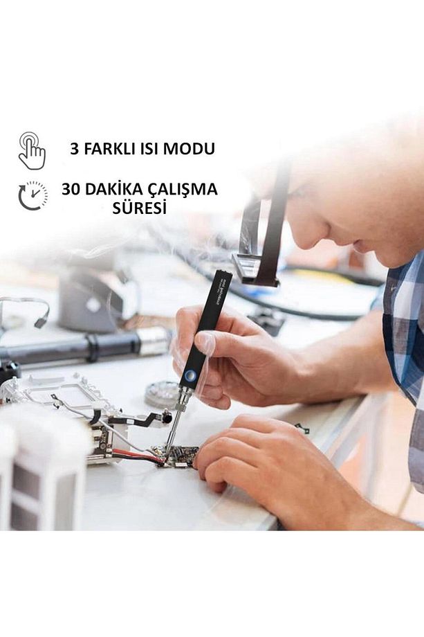 Şarjlı Kablosuz Lehim Makinası - 5 Saniyede Isınma - 30 Dakika Kullanım - Usb Type-c Şarj - - 7