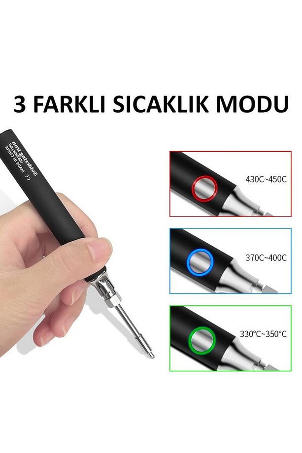 Şarjlı Kablosuz Lehim Makinası - 5 Saniyede Isınma - 30 Dakika Kullanım - Usb Type-c Şarj - - 4
