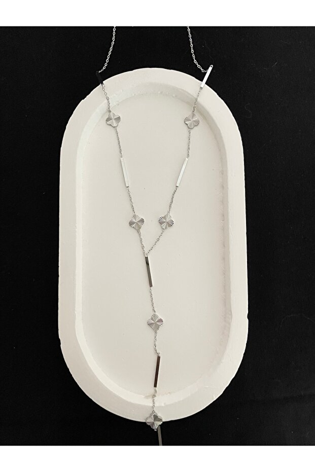 Y Model Çelik Fenomen Yonca Kolye - 1