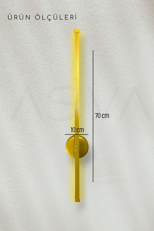 Modern Dekoratif Pilli Luxury Tasarım Gold Led Duvar Aplik 70 Cm - 1