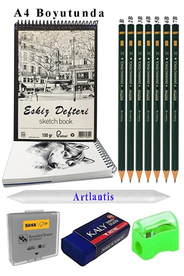 A4 120g Sketchbook Ring Binder 7Pcs Graded Pencil Drawing Set Pastel Dispensing Eraser Charcoal Sketching